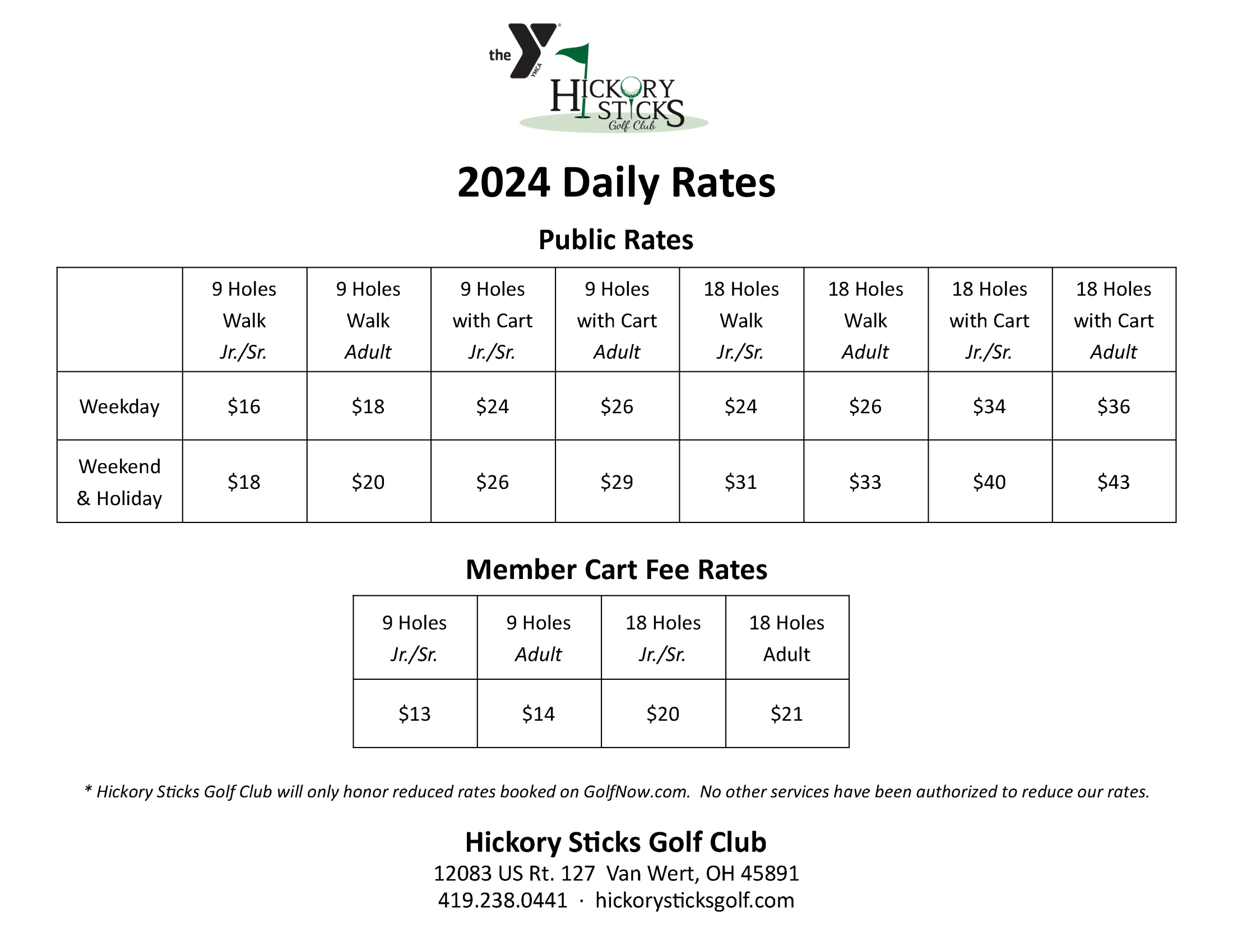 Rates Hickory Sticks Golf Course